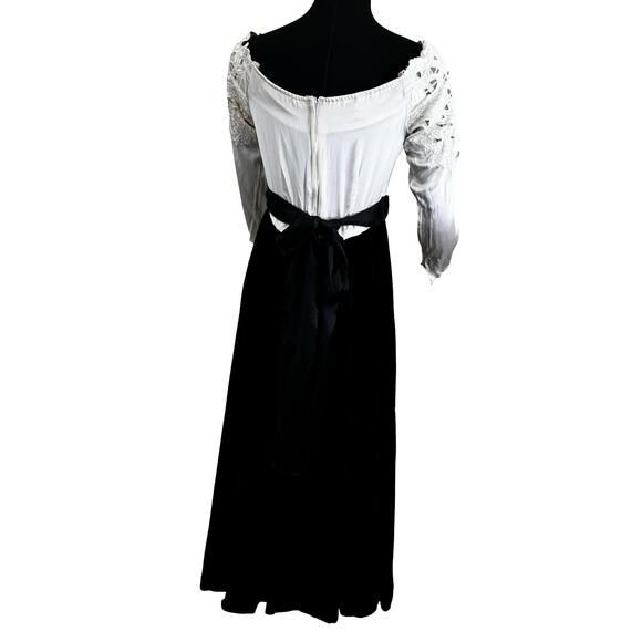 Vintage Nancy Johnson Off-Shoulder Velvet & Lace Midi Dress – Sz 14 - Picture 2 of 16